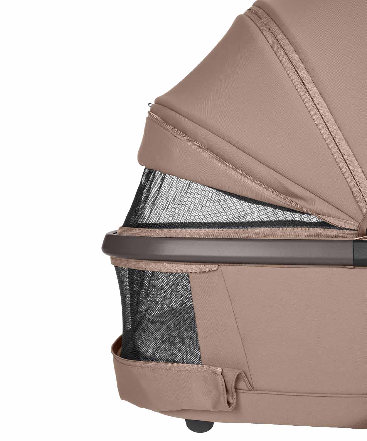 Универсальная коляска Omega 2 в 1 Deluxe 2025 Климатическое и панорамное окошки люльки регулируют приток воздуха положением защитного клапана. 